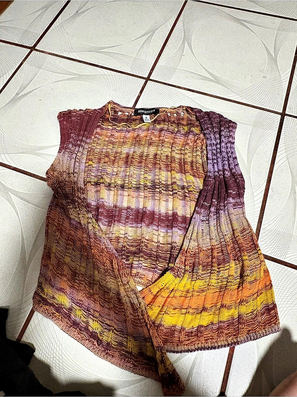 Urban Outfitters Abstract Knit Tank Top in Purple & Orange Size Medium